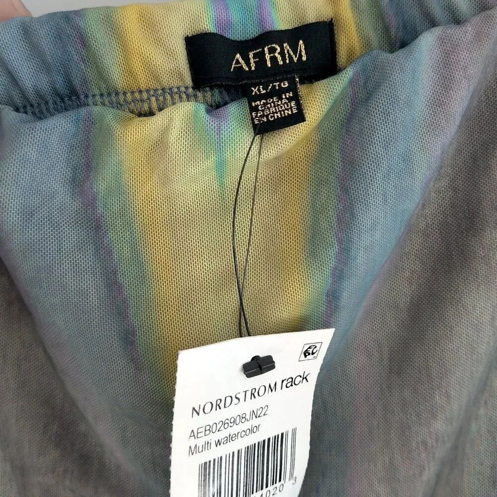 AFRM Lynn Abstract Print Mesh Midi Skirt Watercolor Multi XL NWT rainbow pencil - Picture 4 of 4
